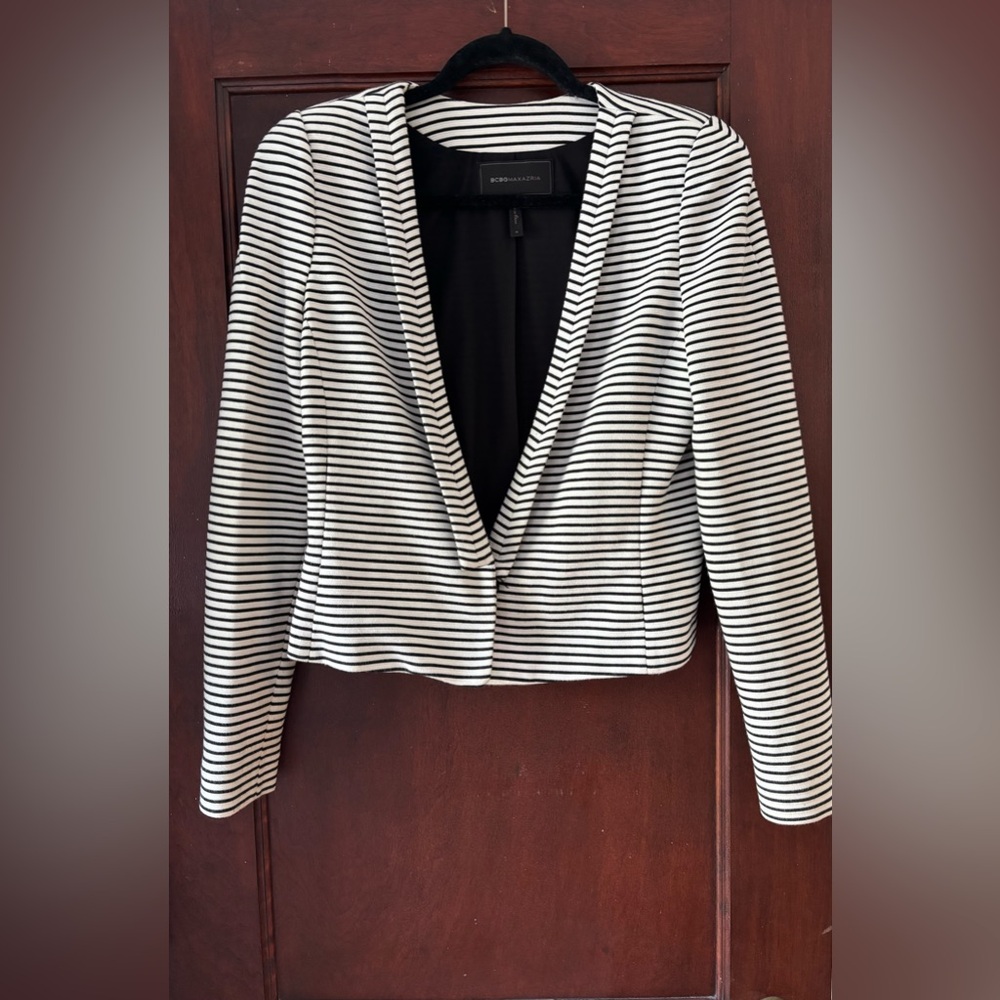 BCBGMaxAzria Black and White Striped Blazer